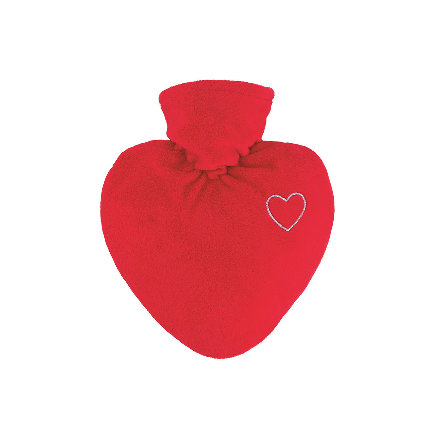 Wärmflasche Herz 1,0 l mit Veloursüberzug rot