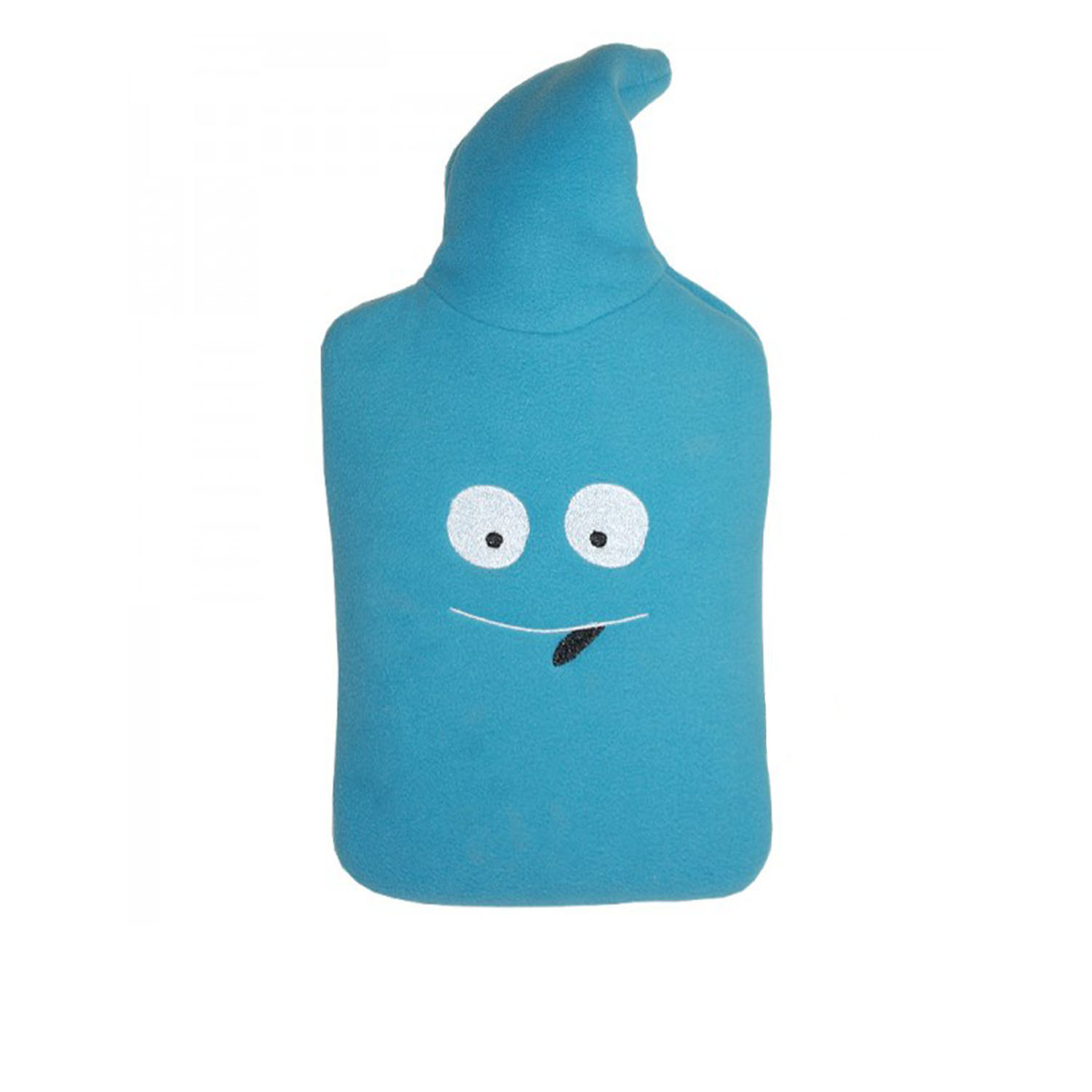 Kinder Öko-Wärmflasche 0,8 l mit Double-Fleecebezug hellblau Smiley